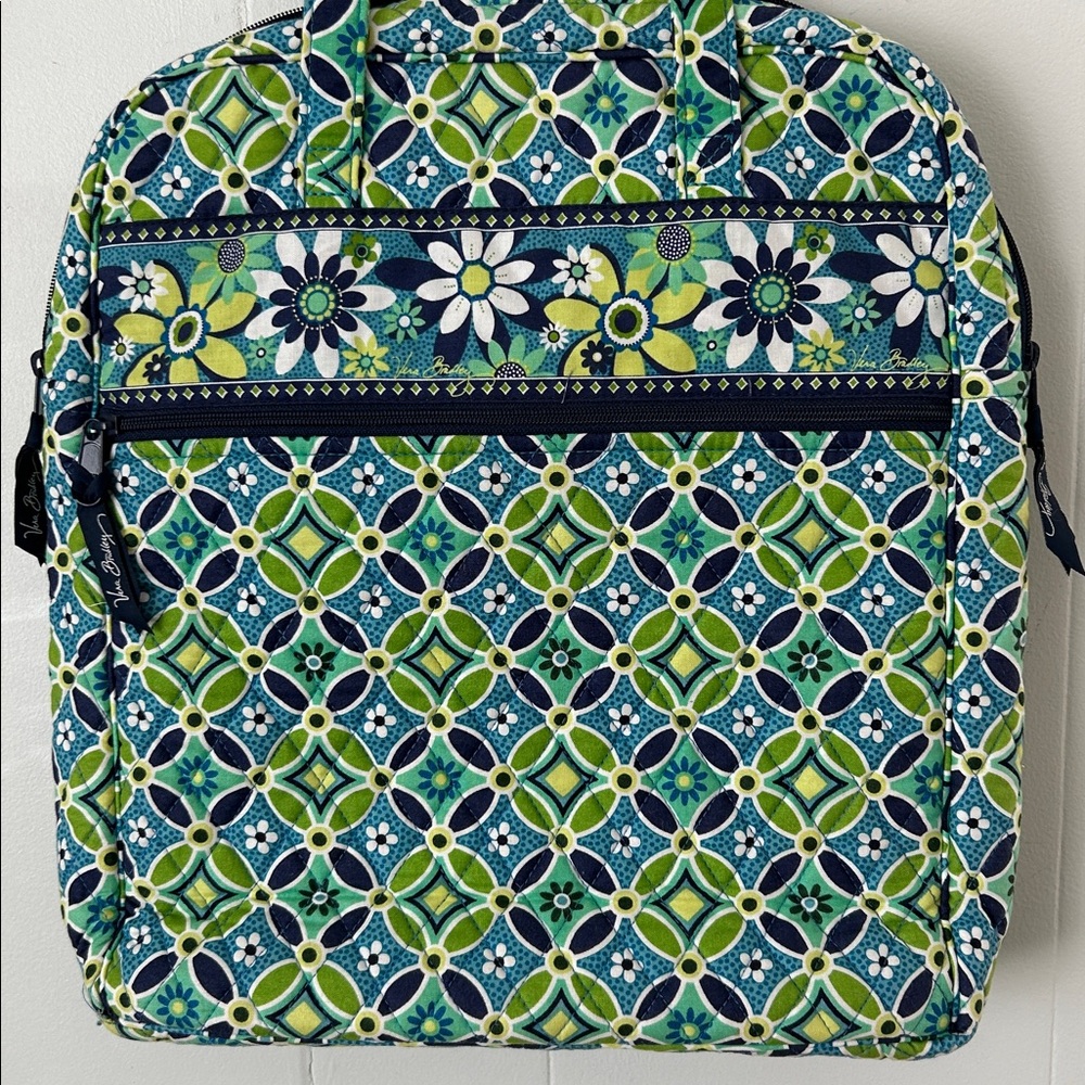 Vera Bradley Daisy Daisy  Green and Blue Floral Tall Large Tote